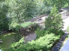 Aussicht in den Garten vom Speisesaal