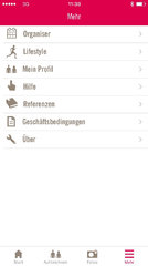 Die einzelnen Bereiche der App