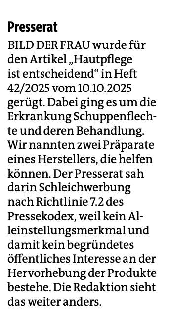 Ausschnitt aus der Zeitschrift "Bild der Frau"